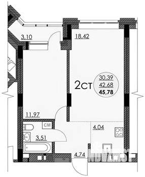 1-к квартира, на длительный срок, 45м2, 18/29 этаж
