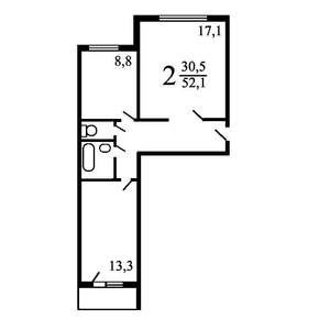 2-к квартира, на длительный срок, 49м2, 5/5 этаж