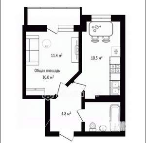 1-к квартира, на длительный срок, 30м2, 23/24 этаж