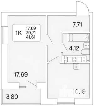 1-к квартира, на длительный срок, 42м2, 24/25 этаж
