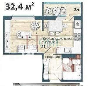 1-к квартира, на длительный срок, 32м2, 16/18 этаж