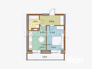 1-к квартира, на длительный срок, 35м2, 6/24 этаж