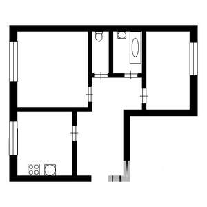 2-к квартира, на длительный срок, 46м2, 2/5 этаж