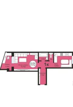 1-к квартира, на длительный срок, 41м2, 6/9 этаж