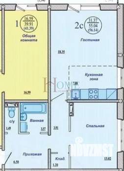1-к квартира, на длительный срок, 60м2, 14/18 этаж