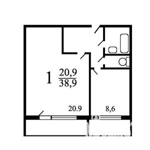 1-к квартира, на длительный срок, 30м2, 4/4 этаж