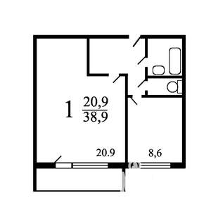 1-к квартира, на длительный срок, 38м2, 4/9 этаж