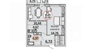 1-к квартира, на длительный срок, 40м2, 13/16 этаж