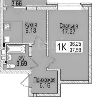 1-к квартира, на длительный срок, 38м2, 6/9 этаж