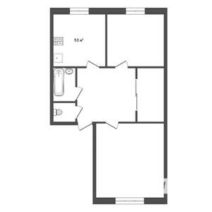 2-к квартира, на длительный срок, 59м2, 4/5 этаж