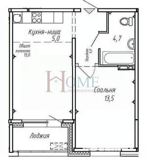 1-к квартира, на длительный срок, 45м2, 3/17 этаж