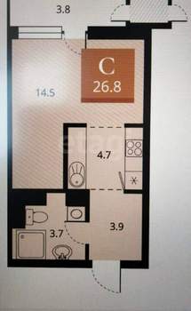 Студия квартира, на длительный срок, 27м2, 21/23 этаж