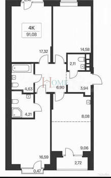 4-к квартира, на длительный срок, 90м2, 6/20 этаж