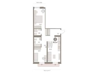 2-к квартира, на длительный срок, 69м2, 6/10 этаж