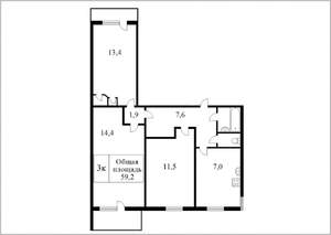 3-к квартира, на длительный срок, 59м2, 8/9 этаж