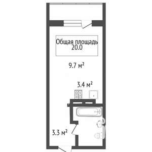 Студия квартира, на длительный срок, 22м2, 2/17 этаж