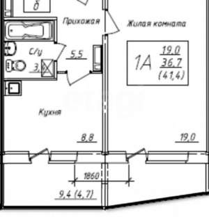 1-к квартира, на длительный срок, 37м2, 12/14 этаж