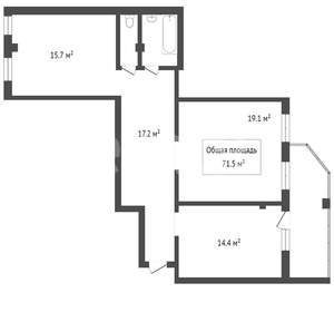 2-к квартира, на длительный срок, 70м2, 3/17 этаж