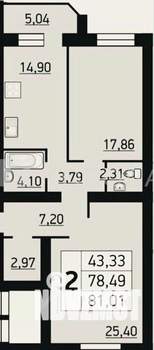 2-к квартира, на длительный срок, 81м2, 8/9 этаж