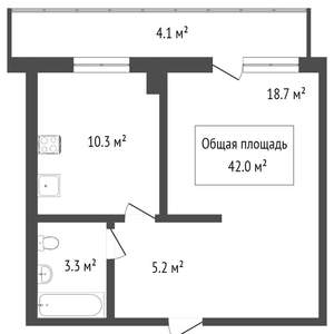 1-к квартира, на длительный срок, 41м2, 11/18 этаж