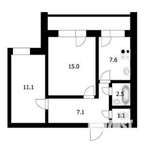 2-к квартира, на длительный срок, 44м2, 2/9 этаж