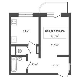 1-к квартира, на длительный срок, 32м2, 7/11 этаж