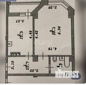 2-к квартира, на длительный срок, 59м2, 6/12 этаж