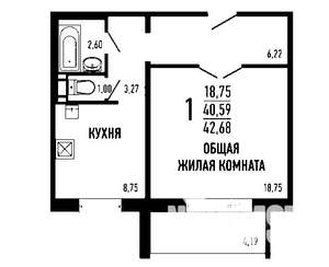 1-к квартира, на длительный срок, 45м2, 6/7 этаж