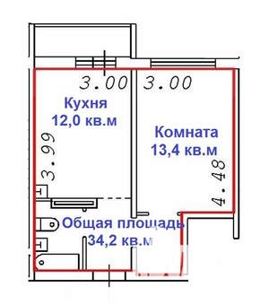 1-к квартира, на длительный срок, 34м2, 16/16 этаж