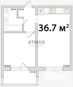 1-к квартира, на длительный срок, 37м2, 7/17 этаж