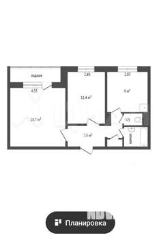 2-к квартира, на длительный срок, 52м2, 7/10 этаж