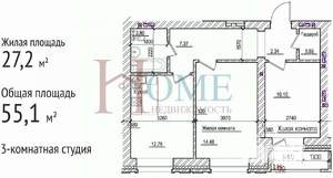 3-к квартира, на длительный срок, 55м2, 14/15 этаж