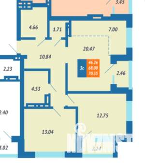 3-к квартира, на длительный срок, 68м2, 15/26 этаж