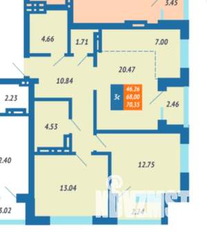 3-к квартира, на длительный срок, 68м2, 15/26 этаж