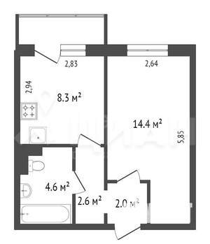 1-к квартира, на длительный срок, 35м2, 8/10 этаж