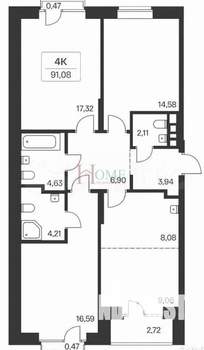 4-к квартира, на длительный срок, 90м2, 6/20 этаж