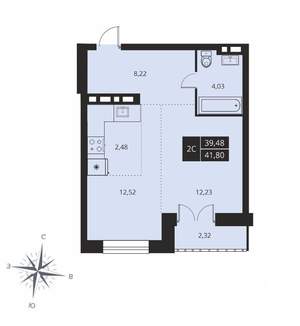 Студия квартира, на длительный срок, 39м2, 15/23 этаж