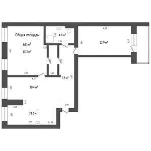 3-к квартира, на длительный срок, 70м2, 3/10 этаж