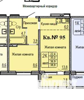 2-к квартира, на длительный срок, 35м2, 10/17 этаж