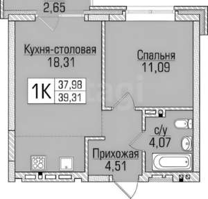 1-к квартира, на длительный срок, 41м2, 5/9 этаж