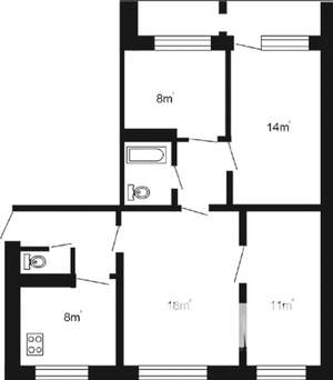 4-к квартира, на длительный срок, 71м2, 8/9 этаж