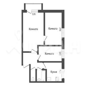3-к квартира, на длительный срок, 51м2, 5/5 этаж