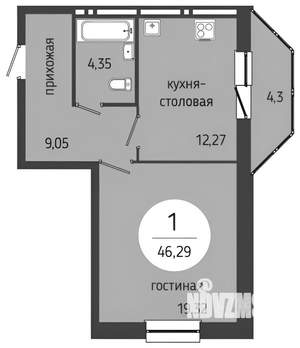 1-к квартира, на длительный срок, 45м2, 19/24 этаж