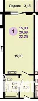 Студия квартира, на длительный срок, 21м2, 4/10 этаж