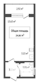 Студия квартира, на длительный срок, 24м2, 7/17 этаж