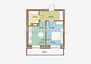 1-к квартира, на длительный срок, 35м2, 6/24 этаж