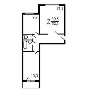 2-к квартира, на длительный срок, 53м2, 6/10 этаж