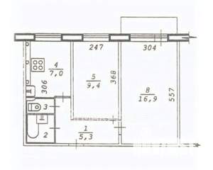 2-к квартира, на длительный срок, 43м2, 3/9 этаж