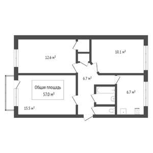 3-к квартира, на длительный срок, 57м2, 2/5 этаж