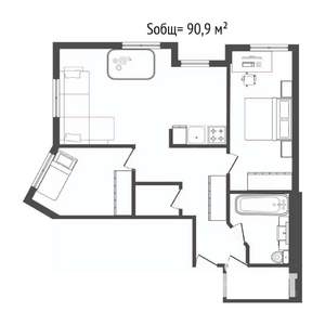 3-к квартира, на длительный срок, 91м2, 17/27 этаж